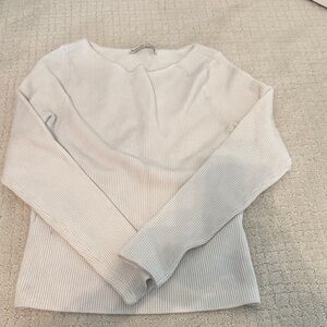 Abercrombie & Fitch Women's Long Sleeve Ribbed Tee in Off-White